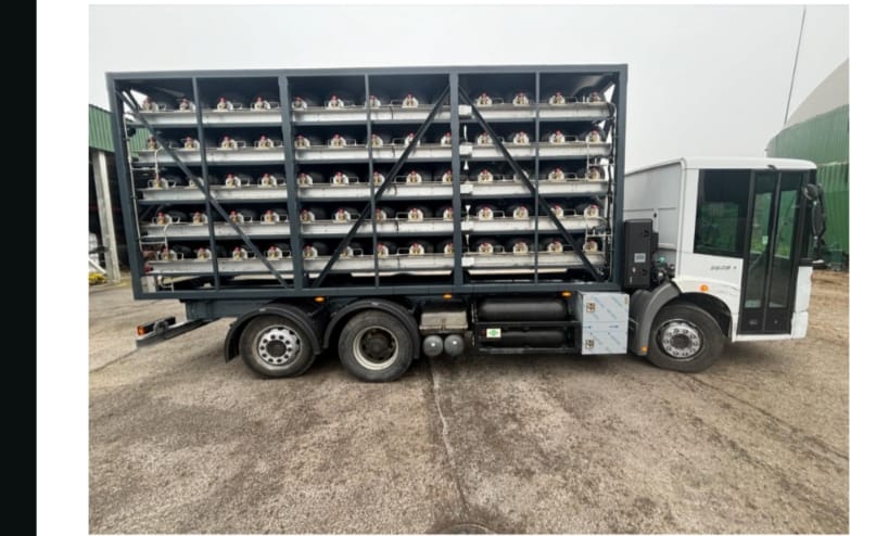 A TEN Mobile Refueling Unit — a chassis-mounted CNG cylinder rack on a truck, delivering gas where pipelines don't reach.